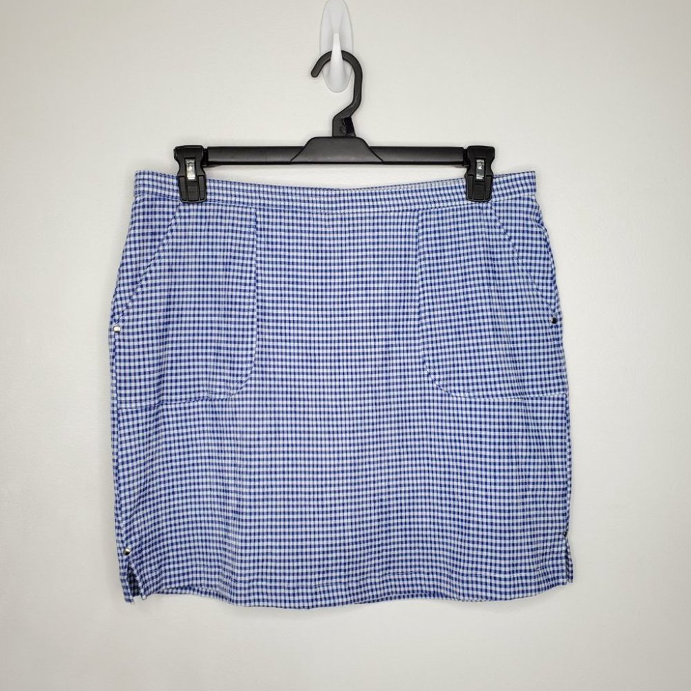 Cathy Daniels Gingham Seersucker Skort Blue White, L - Picture 8 of 8